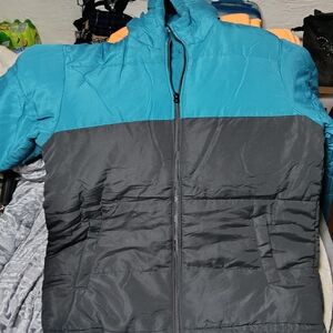 Kids Teal and Black Puffer Jacket